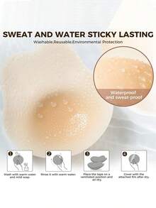 2 Pairs Invisible Push Up Sticky Bra Adhesive Strapless Silicone Bras Nippless Covers Ultra-Thin Breast Lift Pasties - Nâu + Da - Xem 6