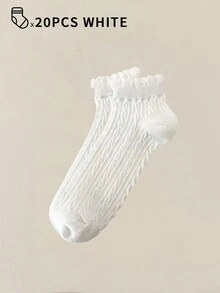 100只/80只/40只/30只装 女士隐形短袜，低帮袜，白色短袜，黑色短袜，女士袜，可爱袜，女童袜，踝袜，防滑设计，透气吸湿，柔软舒适，适合日常穿着 - 彩色 - 查看 32