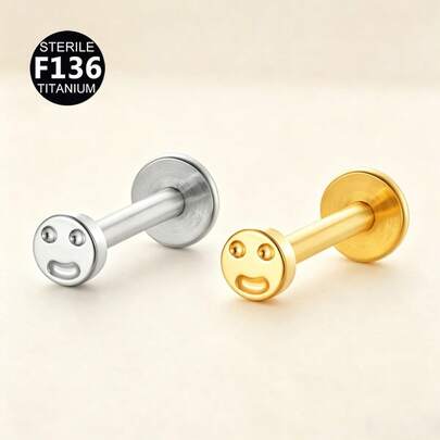 1Pc Titanium Alloy Fashionable And Simple Smile Shape Lip, Nose, Ear, Ear Bone, And Cochlea Piercing Stud Bohe Inlay, 16G Rectangular Line Shape, Internal Thread Screw, Lip, And Nose Jewelry, Ear Hole And Lip Hole Piercing Body Jewelry, Dating Gift