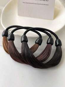 Elastic Hair Scrunchies, Braided Synthetic Hair Accessories, High Elasticity Women's Wigs, Hair Ties, Hair Bands, Rubber Bands, Red Hair Bands, Minimalist Faux Silk Invisible Hair Accessories, Mesh, Invisible Hair Ties For Ponytail, Women's Solid Color Elastic Hair Scrunchies For Daily Use, Suitable For 14 Years Old And Above, Hair Styling Set - Multicolor - View 15