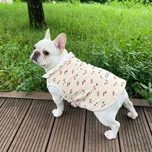 Áo vest cho chó Bulldog Pháp, chất liệu nhẹ, in hình quả anh đào, rất đáng yêu cho chó, thích hợp cho mùa xuân/hè. - Màu be - Xem 7