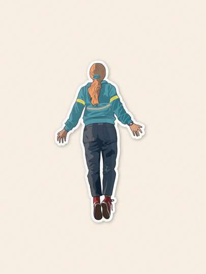"Running Up That Hill" Max Mayfield zwevende sticker, Hawkins Mystery tv-serie esthetische sticker voor laptop en Kindle, retro jaren 80 fanart cadeau