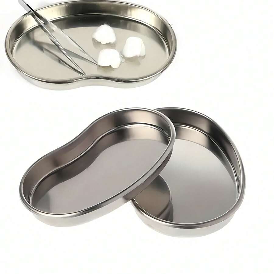 1pc 3-Piece Stainless Steel Laboratory Tray - Easy To Clean With Rounded Corners, Suitable For Laboratory, Medical And Scientific Research, Polished Surface, Sturdy - Set - View 1