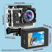 1080P HD Action Camera, 2-Inch LCD Screen, 140° Wide Angle, Digital Image Stabilization, Rechargeable Battery, Suitable For Bicycle And Helmet Mounts, For Cycling, Vlogging And Outdoor Video Recording (MP4 Format) - 查看 6