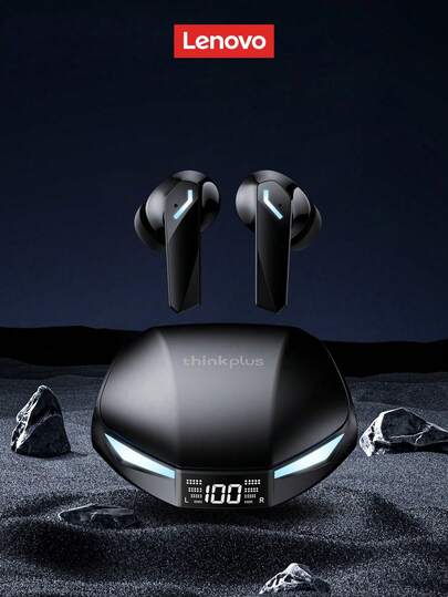  Fones de Ouvido Bluetooth Lenovo XT53, Meia Inserção, Modo Esportes Eletrônicos, Baixa Latência, À Prova d'Água, Esportes/Corrida, Áudio de Alta Qualidade, Microfone, Exibição LED do Nível da Bateria, Longa Duração, Fones de Ouvido Sem Fio Compatíveis com Smartphones, Tablets, Laptops