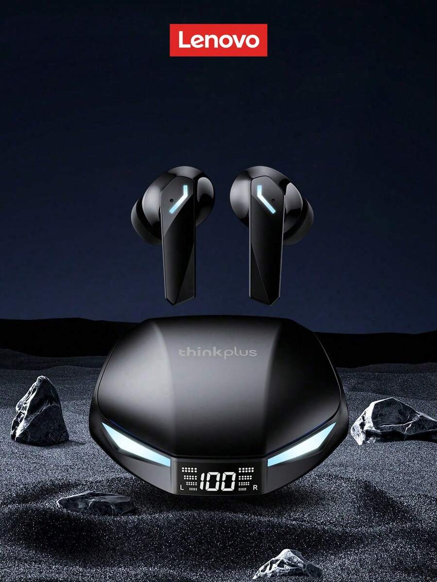 Lenovo XT53 Bluetooth Earphones, Half In-Ear, Esports Gaming Mode, Low Latency, Waterproof, Sports/Running, High-Quality Audio, Microphone, LED Display Battery Level, Long Lasting, Wireless Earbuds Compatible With Smartphones, Tablets, Laptops - View 1