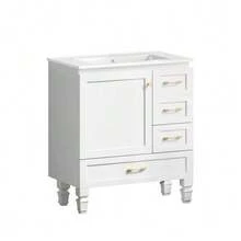 75cm Bathroom Cabinet In White. Ample Storage Space: 1 Soft-Close Door And 3 Drawers. - 白色 - 查看 9