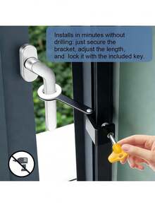 全新免打孔内窗限位锁止器位置止动器平开窗防风支撑黑色窗户把手锁儿童安全保护 - 多色 - 查看 3