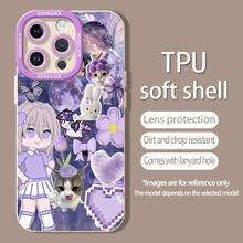 Funda para teléfono de color morado con bonitos diseños, compatible con Samsung, Apple, VIVO, OPPO, , Transsion, ,  y Honor. Fabricada en TPU, ofrece protección contra golpes y caídas. Un regalo ideal para familiares y amigos. - Blanco - Ver 4