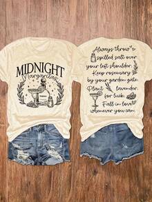 Summer Outfits For WomenCasual Short-Sleeve Crew Neck T-Shirt With Graphic Print, Perfect For Summer And Spring, Designed For WomenLoose And Comfortabletops - 紫色 - 查看 8