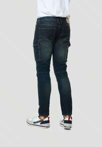 Koroshi Herren-Bikerjeans, Slim Fit, Dunkelblau, Stretch | Materialzusammensetzung: 70 % Baumwolle, 25 % Polyester, 3 % Viskose, 2 % Elastan. Dunkelblau. Größen: 28/30/32/34/36/38 - marineblau - Übersicht 5