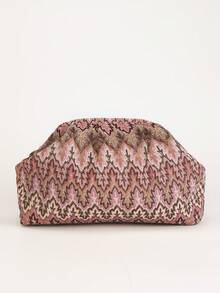 Sac à main rétro imprimé pour femmes OUYUAN, sac à main plissé bohème, sac à fermeture à pression raffiné et pratique de haute qualité, sac de plage et de vacances d'été. Convient pour un usage quotidien décontracté, les fêtes de vacances, les voyages, les banquets. C'est un cadeau exquis pour la famille, les amis et les partenaires. - Multicolore - Voir 5