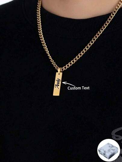 Dây chuyền thanh thép không gỉ khắc chữ theo yêu cầu dành cho nam, món quà sang trọng cho bạn trai, người yêu, cha, gia đình, lễ tốt nghiệp, kỷ niệm, Ngày của Cha, Giáng sinh, Halloween.