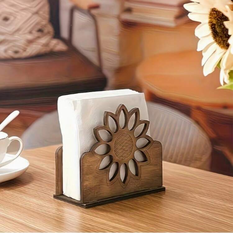 Wooden Napkin Holder Decor, Suitable For Restaurant, Home Kitchen Tabletop Decoration - A - View 6