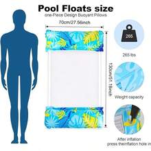 Inflatable Swimming Pool Float Bed, Foldable Floating Lounger With Headrest, Portable Water Hammock Chaise Lounge For Swimming Pool, Beach, Lake, Summer Inflatable Pool Floats For Vacation & Party - Leaf - View 6