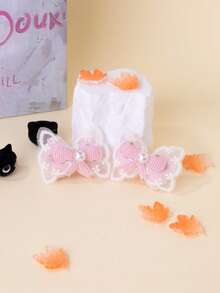 Kẹp tóc nơ hồng, kẹp tóc mái ren nhỏ xinh. - Hồng - Xem 3