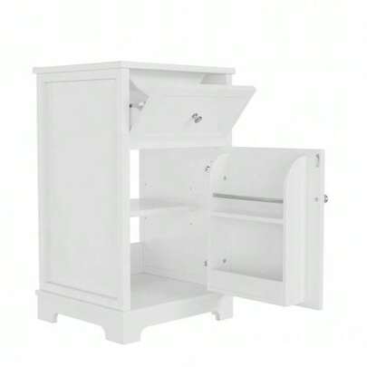 MDF Bathroom Cabinet Measuring 51*46*87 Cm, Fully Lacquered, With Removable Drawer And Adjustable Shelves, Shelves On The Cabinet Door, High Legs, Integrated Sink, White.