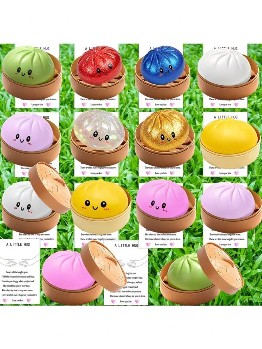 Bộ 3/6/9 món: Bánh bao khổng lồ lấp lánh kèm thẻ bài, Bánh bao khổng lồ mềm dẻo, Bánh bao cầu vồng cỡ lớn, Đồ chơi giảm căng thẳng dễ thương, Bột nặn mềm mại giúp giảm áp lực cho người lớn, Quà tặng sinh nhật (Ngẫu nhiên) - Nhiều màu - Xem 1