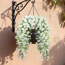 1/4 Pcs Outdoor Artificial Flowers Hanging Eucalyptus Plants Silk Morning Glory Vines UV Resistant Greenery Anniversary Graduation Wedding Party Home Office Porch Garden Yard Wall Spring Summer Decor - White-eucalyptus Morning Glory - View 7