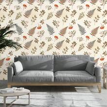 Retro Warm-Toned Botanical Leaf PVC Wall Sticker, Minimalist Wabi-Sabi Style Home Wall Decor - 60042+XHQZ - View 3