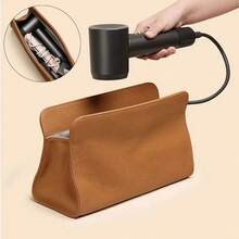 Bolsa Organizadora de Herramientas de Peluquería de Cuero PU, Bolsa de Almacenamiento para Plancha y Rizador de Cabello, Secador de Pelo para Uso en Casa y Salón - Beis - Ver 2