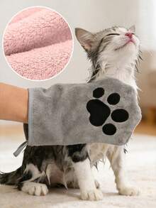 1pc Pet Bath Towel Glove, Suitable For Dogs & Cats, Thickened Absorbent, Quick Drying & Fur Enhancing - View 5
