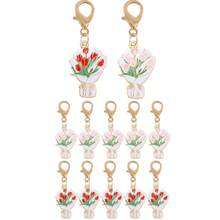 30pcs Red & Pink Flower Keychain Set, Daily Backpack Hanging Decor, Shoe & Boot Accessories, Mother's Day "Mom" Gift, Student Graduation, Wedding, Teacher Gift - Multicolor - View 11