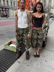Women's Camouflage Pattern Pocket Loose Casual Bermuda Shorts Women Cargo Shorts Camo Shorts - 迷彩 - 查看 5