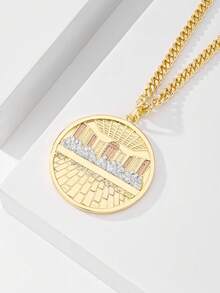 14K Gold Plated Copper Last Supper Vintage Religious Style Women's Necklace, 60cm Classic Cuban Chain, Exquisite Delicate Non-Exaggerated Personalized Pattern, Perfect As Communion Souvenir And Baptism Gift, Suitable For Daily Wear And Religious Ceremonies, Gentle And Elegant - Yellow Gold - View 2