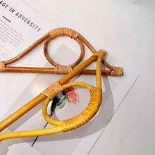 Correa para bolso de 27 cm de longitud con asa de madera de ratán y decoración circular, estilo bohemio, accesorio DIY para bolsos, accesorio esencial para viajes y vacaciones - Marrón - View 5