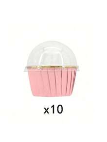 30/50Pcs Pink & Gold Cupcake Liners With Lids Premium Round Aluminum Foil Baking Cups, Heat Resistant And Durable. Elegant Pink And Gold Design Fits Muffins, Cheesecakes And Brownies Perfectly. Great For Birthdays, Christmas, Halloween, Autumn & Pumpkin Themed Parties, Ideal For Daily Baking And Festive Dessert Decoration. - Multicolor - View 11