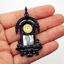 4pcs Mini Wall Clock (Black/Natural Wood), Miniature Wooden Clock, Decorative Hanging Accessory, DIY Decor Parts, Dollhouse Clock Model, Pretend Play Toy, Micro Landscape Room Decor, Realistic Clock - Multicolor - View 11
