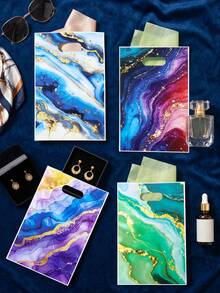 10/25/50个装星系主题礼品袋，太空派对用品，生日装饰，手提袋，收纳袋，宇宙主题派对回礼，大理石纹金箔手提袋，婴儿派对装饰，小型礼品袋，手提袋，婚礼派对用品，婚礼装饰，派对回礼袋 - 大理石 - 查看 4