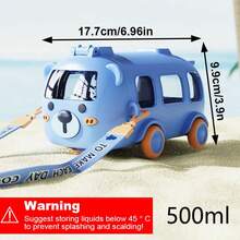 1pc Large Capacity Outdoor Portable Pop-Up Lid High Quality Straw Water Bottle, Suitable For Car & Bus Use - Multicolor - View 3