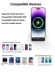 Cargador inalámbrico plegable básico de 15W, cargador inalámbrico 2 en 1 compatible con smartphones con carga inalámbrica Qi, compatible con series 8/X/11/12/13/14/15/16/17, regalo del Día de San Valentín - Negro - Ver 11