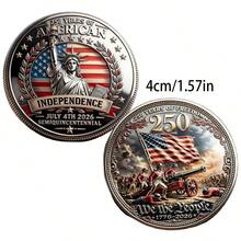 3D浮雕纪念币：美国独立250周年（1776-2026）- 双面收藏币，适合收藏家和历史爱好者，历史纪念礼品，也是250周年纪念礼品，是圣诞节、万圣节、情人节礼物和展示的理想选择。 - 銀色 - 查看 6