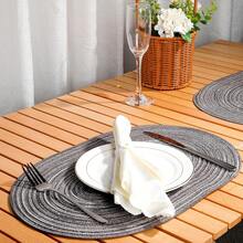 Bộ khăn trải bàn hình bầu dục dệt, có thể giặt, chống trượt, chịu nhiệt, thích hợp cho nhà bếp và phòng ăn. - Màu xám đen - Xem 5