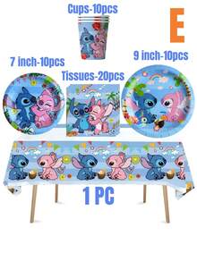 Summer Stitch Theme Popular Blue Party Set, Paper Product Combination Tableware, Including Plates, Cups, Napkins, Etc., Party Small Gifts, Party Decoration And Arrangement, Outdoor Party Tableware, Non-Disposable Plastic Material Products - Multicolor - View 7