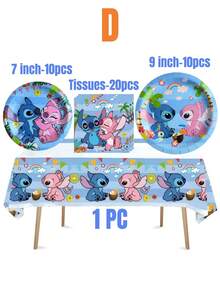 Summer Stitch Theme Popular Blue Party Set, Paper Product Combination Tableware, Including Plates, Cups, Napkins, Etc., Party Small Gifts, Party Decoration And Arrangement, Outdoor Party Tableware, Non-Disposable Plastic Material Products - Multicolor - View 14