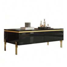 Modern High-Gloss Coffee Table, Stylish Side Table, Multifunctional, Living Room Furniture, 100 X 50 X 36 Cm (Length X Width X Height) - Black - View 1