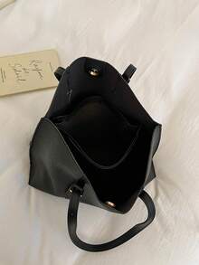 Large Capacity Handbag For Women, New Minimalist Fashion Versatile Commuter Shoulder Tote Bag - Black - View 4