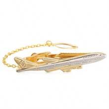 Premium Men's Tie Clip, Gold Airplane Shaped Creative Business Formal Accessory, Elegant Unisex Tie Pin - Ship - View 8