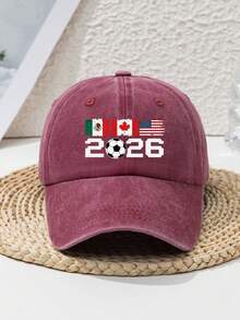 1顶男女通用2026年世界杯国旗印花休闲户外运动水洗复古可调节时尚沙滩软顶棒球帽，适合春、夏、秋、冬、假日、旅行 - A - 查看 4