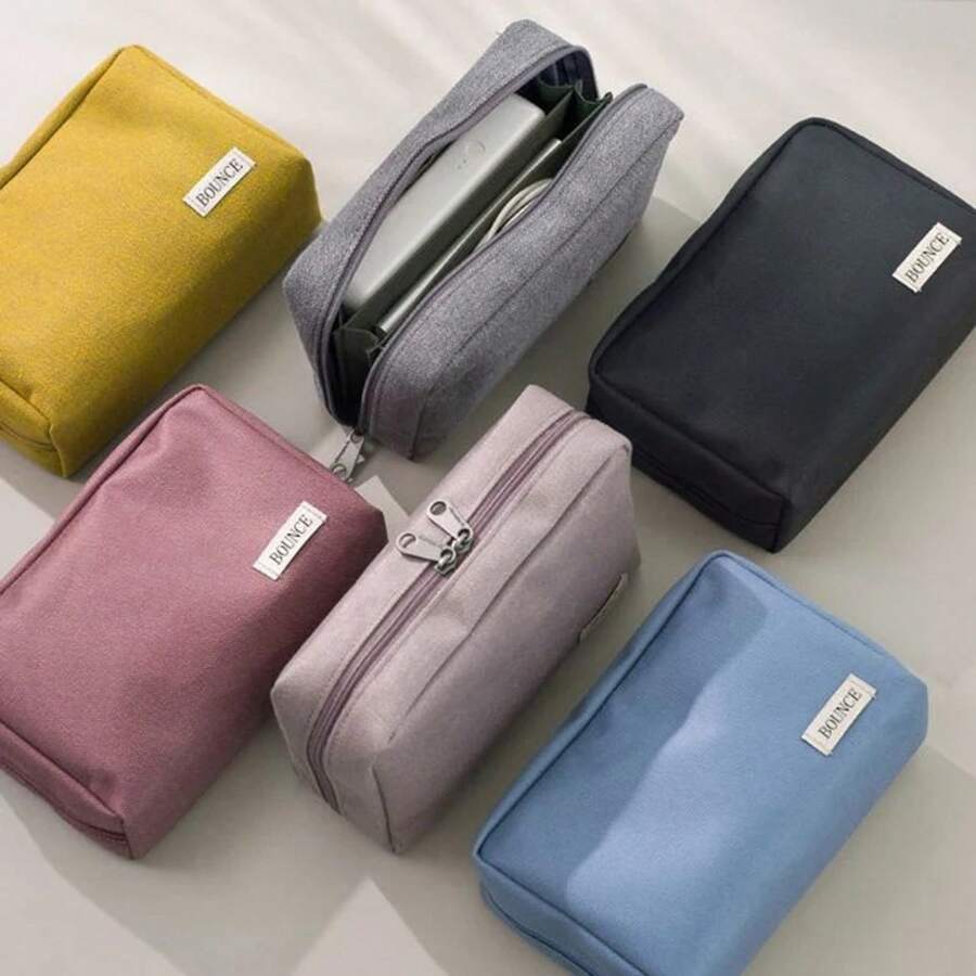 Bolsa Organizadora de Gran Capacidad, Bolsa Multibolsillos para Maquillaje y Cables, Multicolor para Viajes, Oficina y Hogar - Azul - Ver 1