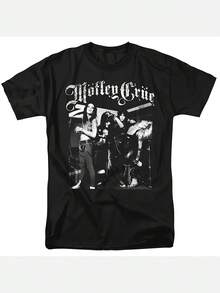 Men's Graphic T-Shirt Featuring A Rock Band - Black T-Shirt Featuring Band Members Molly Ringo And A Guitar Design, Made With High Elasticity For A Regular Fit, Short Sleeves And A Relaxed Crew Neck. - Black - View 9
