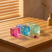 (Color aleatorio) 1/6 piezas Cubo de hielo con forma de cubo de estrés Fidget Cube - Cubo de alivio de estrés, textura suave y apretable, juguete de mano y de escritorio, alivia eficazmente la ansiedad, adecuado para el aula, al aire libre, oficina, ideal para decoración de escritorio, recompensas escolares, regalos de fiesta, ¡esencial para celebraciones, regalos de Halloween, regalos de Acción de Gracias, regalos de Navidad! - Multicolor - Ver 2