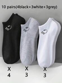 15 pares de calcetines cortos sólidos en negro/blanco/gris, de moda, simples, transpirables y que absorben la humedad, cómodos calcetines deportivos para el tobillo, calcetines invisibles, adecuados para uso diario, actividades al aire deportes en todas las estaciones, regalo de Navidad - Multicolor - Ver 13