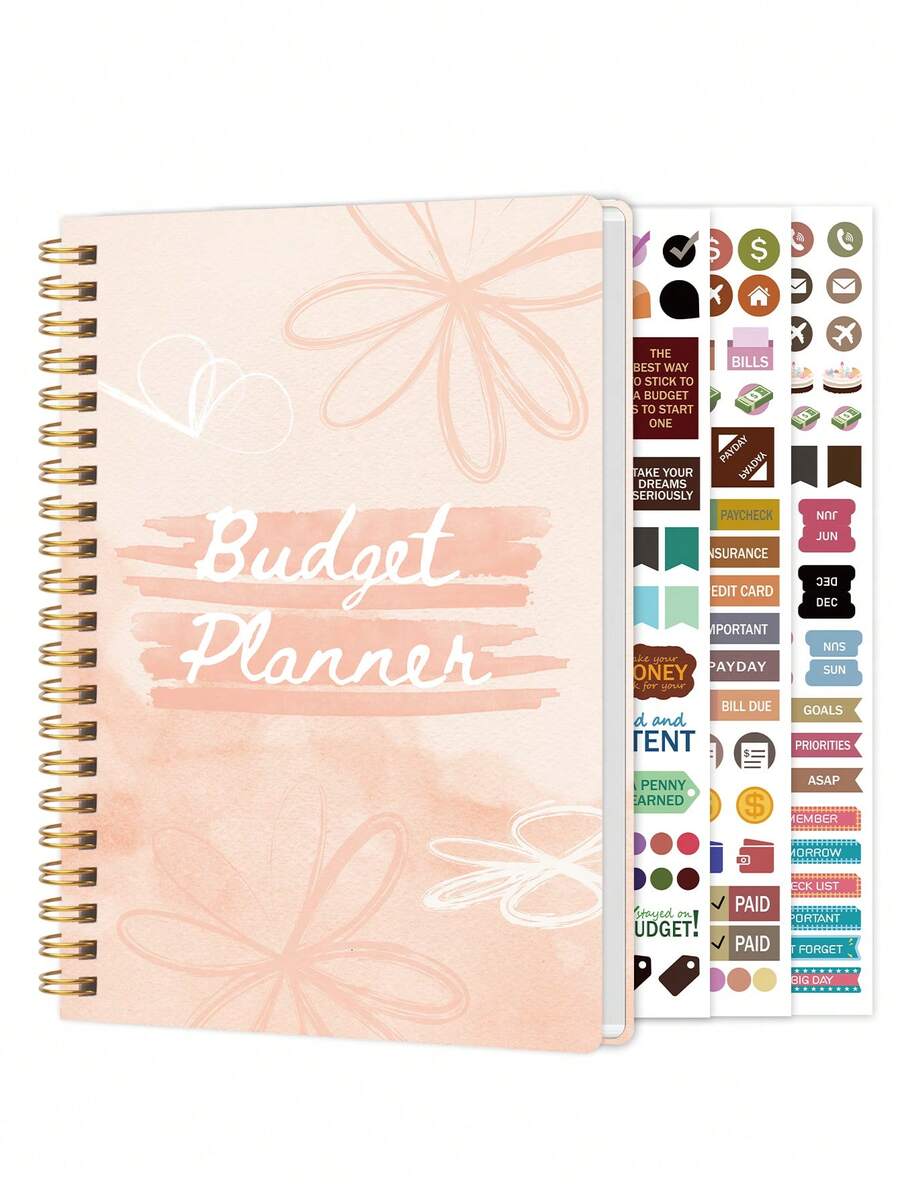Sổ Lập Kế Hoạch Ngân Sách Đơn Giản Kèm Nhãn Dán Ngân Sách, Sổ Ngân Sách A5 Tiết Kiệm Tiền Kèm Sổ Theo Dõi Chi Phí, Sổ Theo Dõi Tiết Kiệm & Tổng Quan Chi Tiêu Hàng Tháng, Đồ Dùng Văn Phòng Phẩm Trường Học - Hoa màu cam - Xem 1