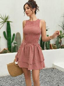 Women's Sleeveless Fitted Mini Skater Dress, Sweet French Style Suitable For Campus, Picnic, Travel, Date, Vacation - Multicolor - View 3