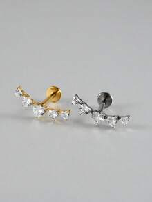 1件 G23 钛金属马眼形锆石唇钉 内螺纹 CZ 极简垂坠耳廓耳骨耳软骨耳钉 身体穿刺饰品 - 如圖 - 查看 3